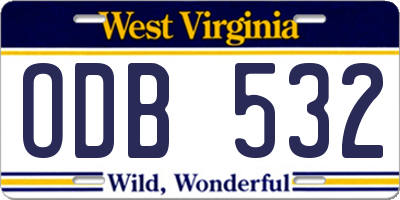 WV license plate ODB532