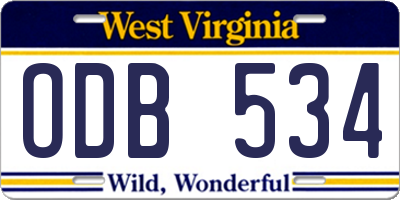 WV license plate ODB534