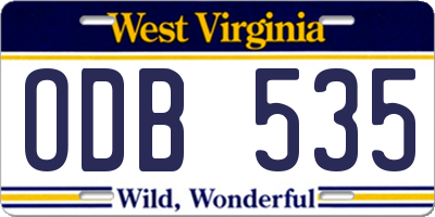 WV license plate ODB535
