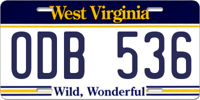 WV license plate ODB536