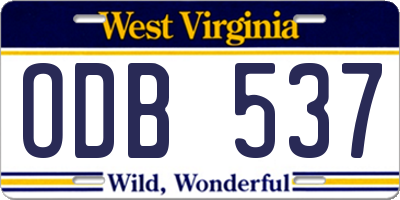 WV license plate ODB537