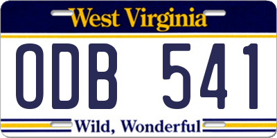 WV license plate ODB541