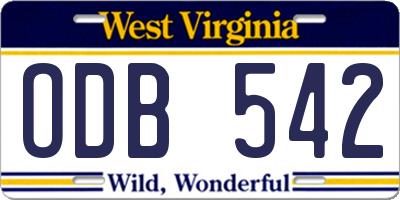 WV license plate ODB542