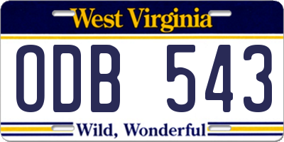WV license plate ODB543