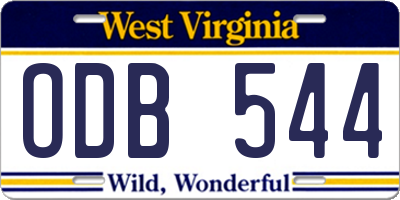 WV license plate ODB544