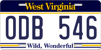 WV license plate ODB546