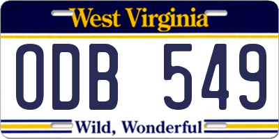 WV license plate ODB549