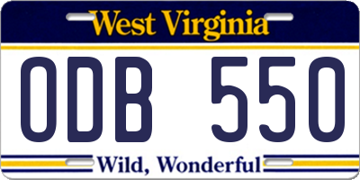WV license plate ODB550