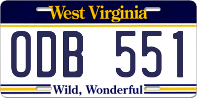 WV license plate ODB551