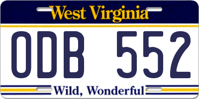 WV license plate ODB552