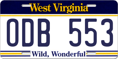 WV license plate ODB553