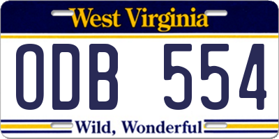 WV license plate ODB554
