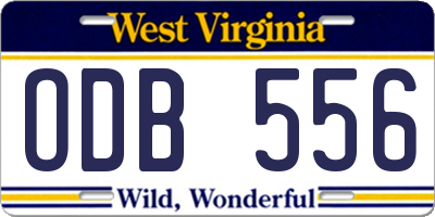 WV license plate ODB556