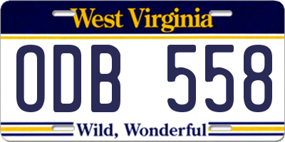 WV license plate ODB558