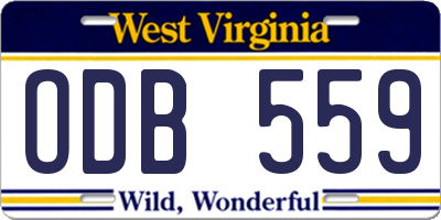 WV license plate ODB559