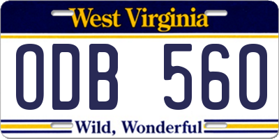 WV license plate ODB560