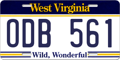 WV license plate ODB561