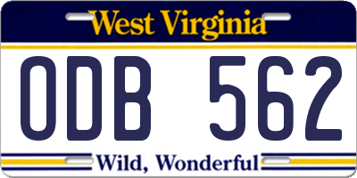 WV license plate ODB562