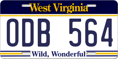 WV license plate ODB564