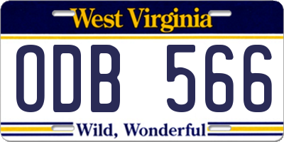 WV license plate ODB566