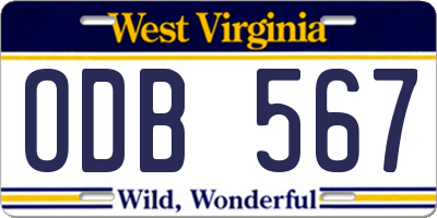 WV license plate ODB567