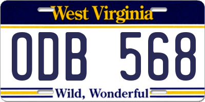 WV license plate ODB568