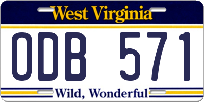 WV license plate ODB571