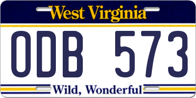 WV license plate ODB573