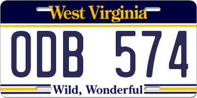WV license plate ODB574