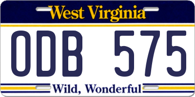 WV license plate ODB575