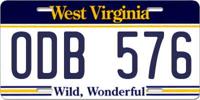 WV license plate ODB576