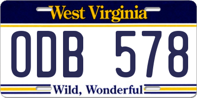 WV license plate ODB578