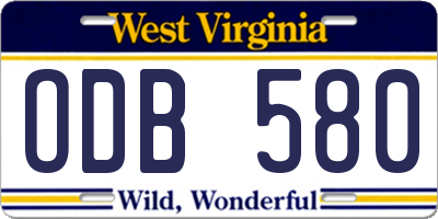 WV license plate ODB580