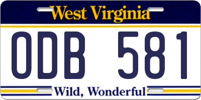 WV license plate ODB581