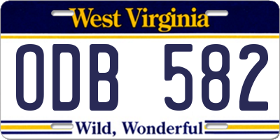WV license plate ODB582