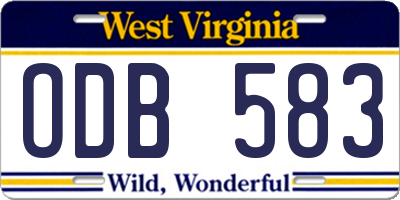 WV license plate ODB583