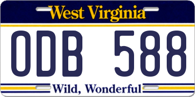 WV license plate ODB588