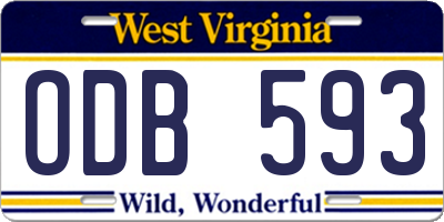 WV license plate ODB593