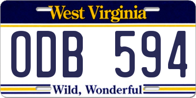 WV license plate ODB594