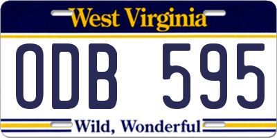 WV license plate ODB595