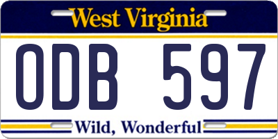 WV license plate ODB597