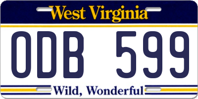 WV license plate ODB599