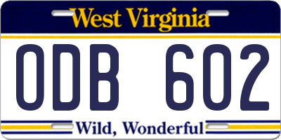 WV license plate ODB602