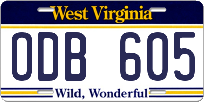 WV license plate ODB605