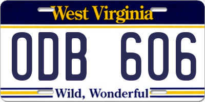 WV license plate ODB606