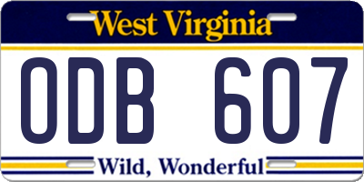 WV license plate ODB607