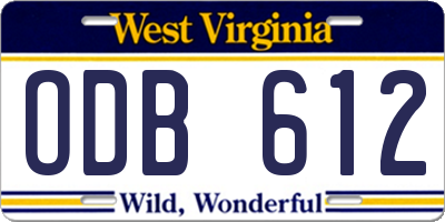 WV license plate ODB612