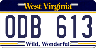 WV license plate ODB613