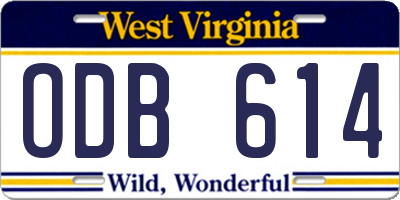 WV license plate ODB614