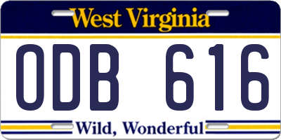 WV license plate ODB616